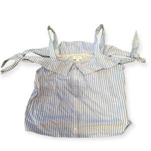 Candies pin stripe off the shoulder blouse